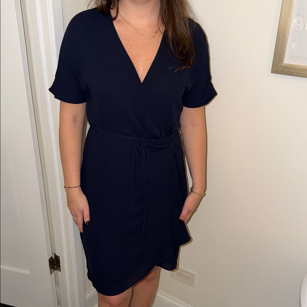 Elegant Navy Wrap Dress